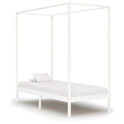 Himmelbett-Gestell Weiß Massivholz Kiefer 100 x 200 cm - Pazzar.ch