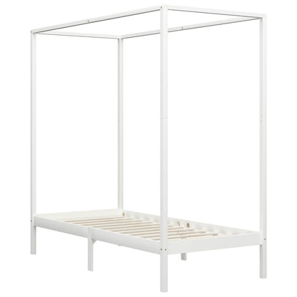 Himmelbett-Gestell Weiß Massivholz Kiefer 100 x 200 cm - Pazzar.ch
