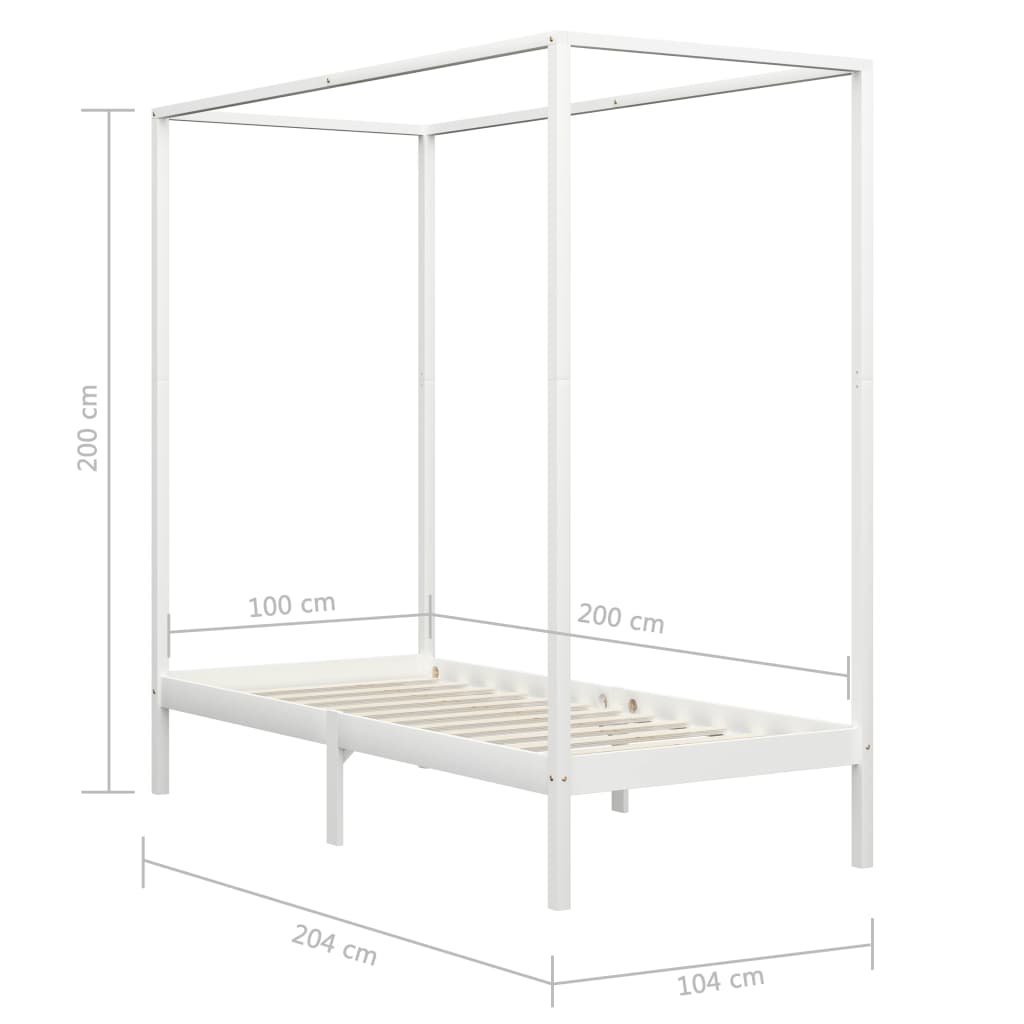Himmelbett-Gestell Weiß Massivholz Kiefer 100 x 200 cm - Pazzar.ch