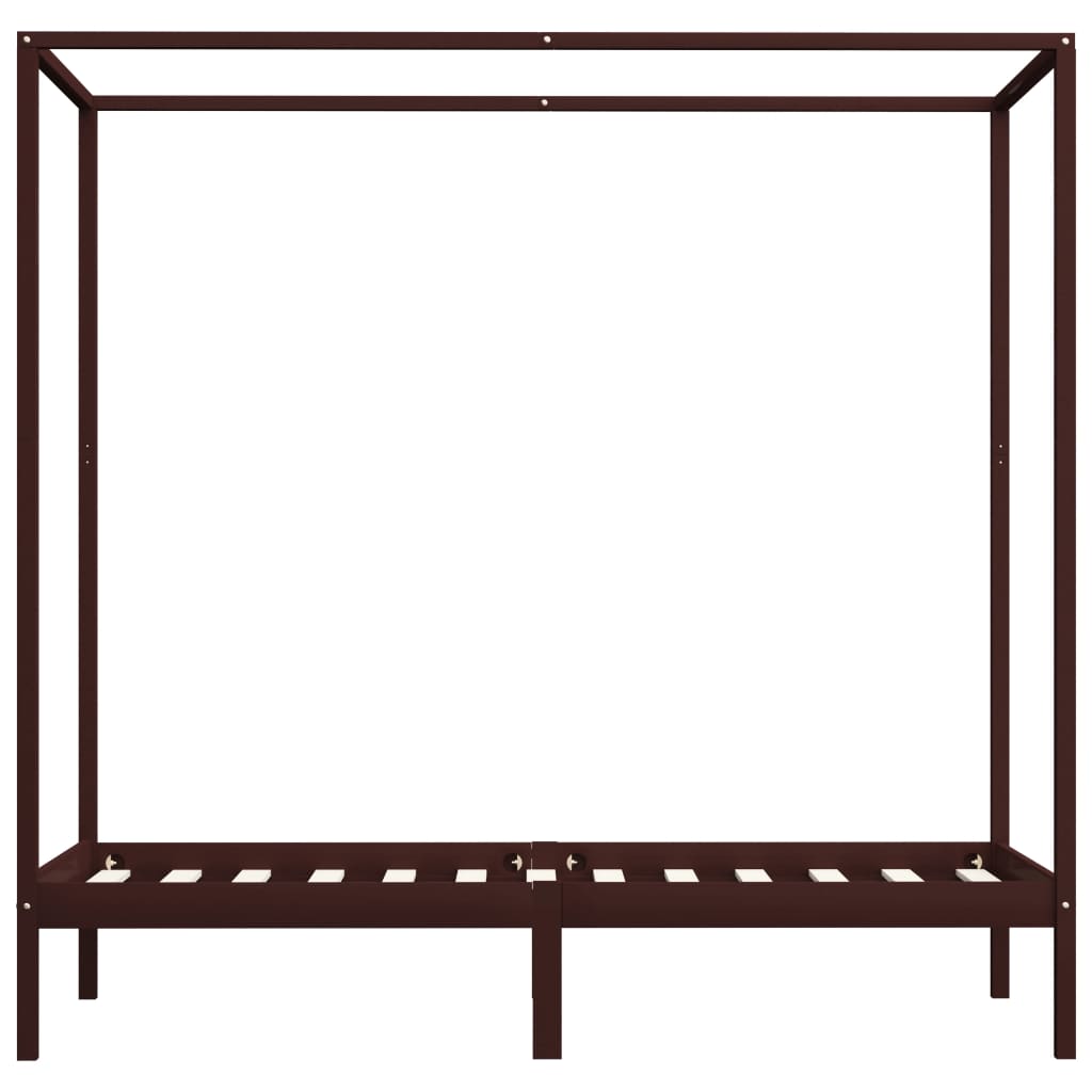 Himmelbett-Gestell Dunkelbraun Massivholz Kiefer 90 x 200 cm - Pazzar.ch