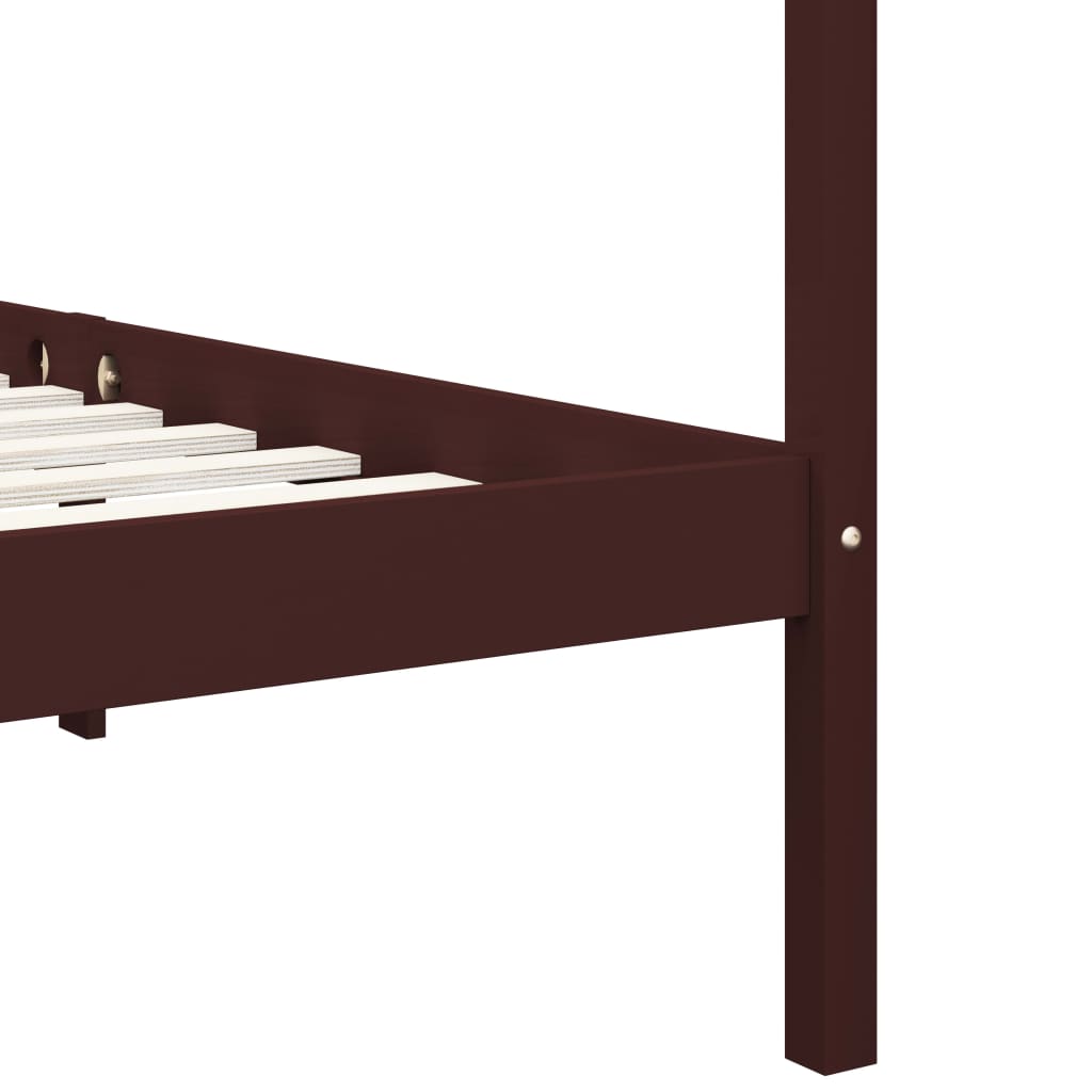 Himmelbett-Gestell Dunkelbraun Massivholz Kiefer 90 x 200 cm - Pazzar.ch