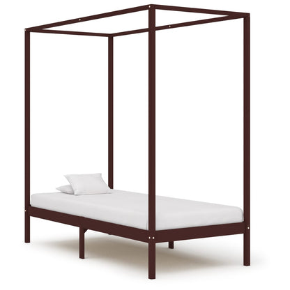 Himmelbett-Gestell Dunkelbraun Massivholz Kiefer 100 x 200 cm - Pazzar.ch