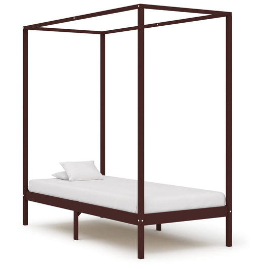 Himmelbett-Gestell Dunkelbraun Massivholz Kiefer 100 x 200 cm - Pazzar.ch