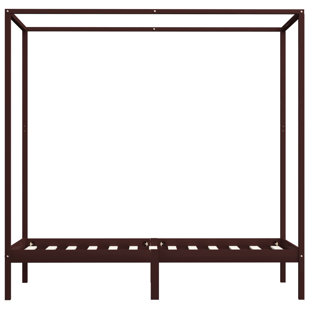 Himmelbett-Gestell Dunkelbraun Massivholz Kiefer 100 x 200 cm