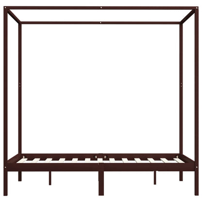 Himmelbett-Gestell Dunkelbraun Massivholz Kiefer 120 x 200 cm - Pazzar.ch