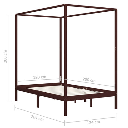 Himmelbett-Gestell Dunkelbraun Massivholz Kiefer 120 x 200 cm - Pazzar.ch
