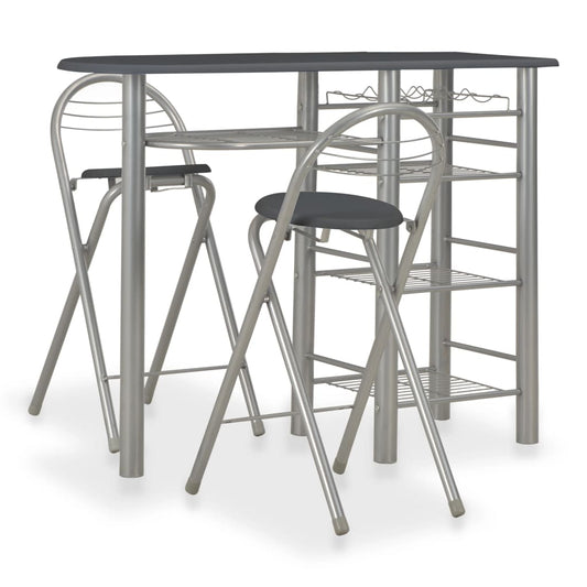 3-tlg. Bar-Set mit Regalen Holz und Stahl Schwarz - Pazzar.ch