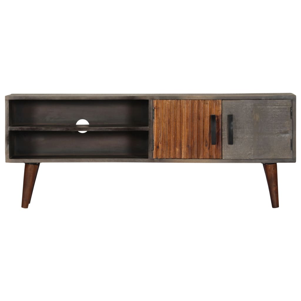 TV-Schrank Grau 130x30x46 cm Raues Mango-Massivholz - Pazzar.ch