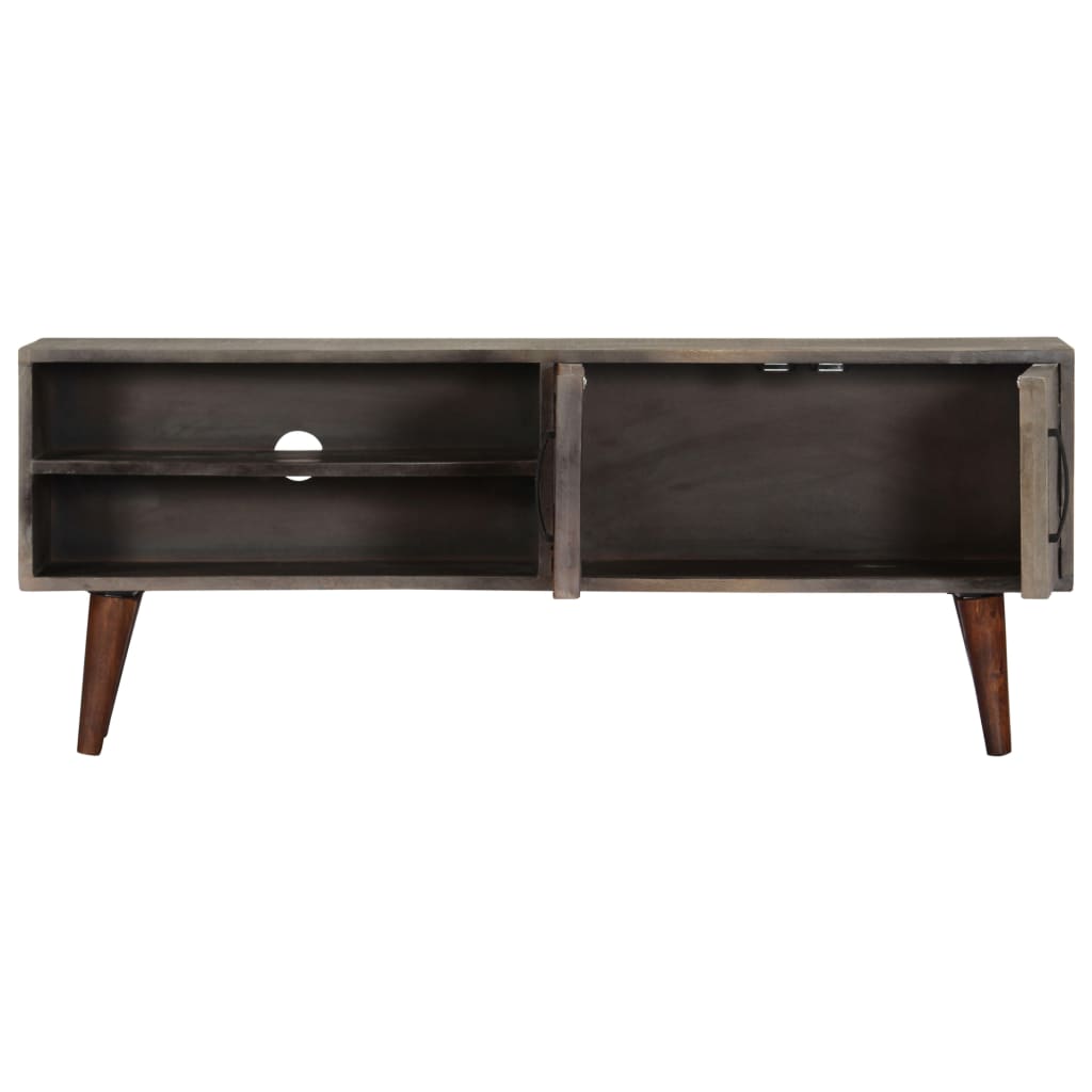 TV-Schrank Grau 130x30x46 cm Raues Mango-Massivholz - Pazzar.ch
