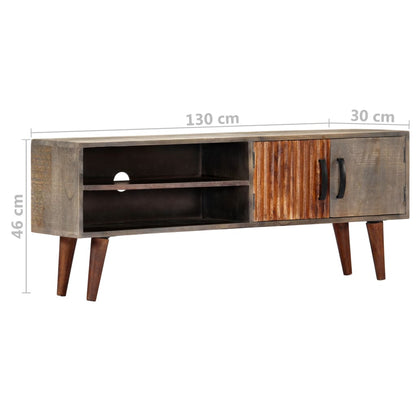TV-Schrank Grau 130x30x46 cm Raues Mango-Massivholz - Pazzar.ch