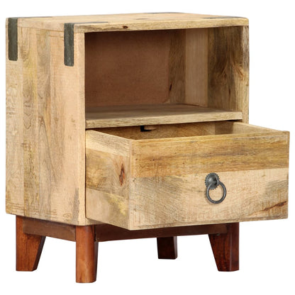 Nachttisch 40 x 30 x 52 cm Massives Raues Mangoholz - Pazzar.ch