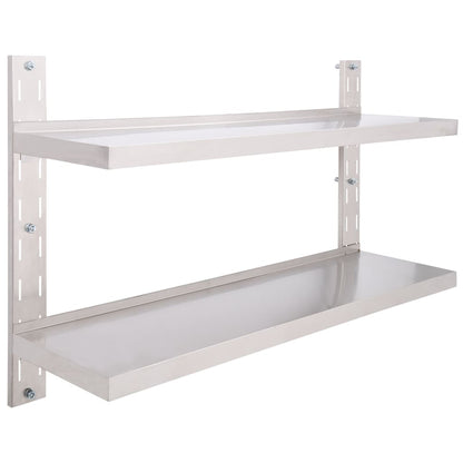 2-stufiges Wandregal Edelstahl 120 x 30 cm - Pazzar.ch