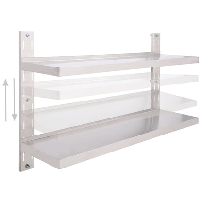 2-stufiges Wandregal Edelstahl 120 x 30 cm - Pazzar.ch