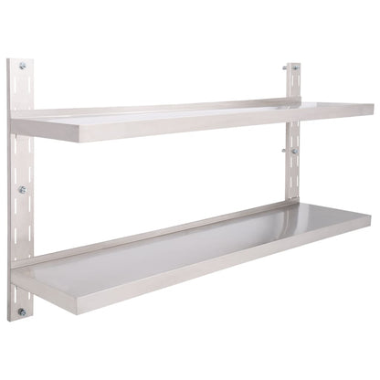 2-stufiges Wandregal Edelstahl 150 x 30 cm - Pazzar.ch