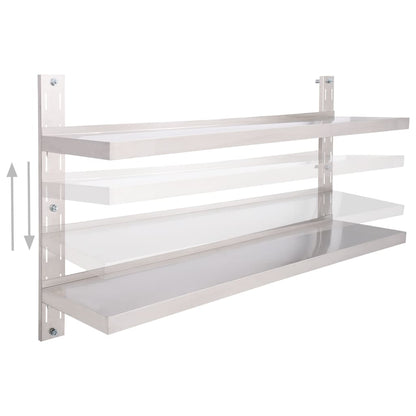 2-stufiges Wandregal Edelstahl 150 x 30 cm - Pazzar.ch