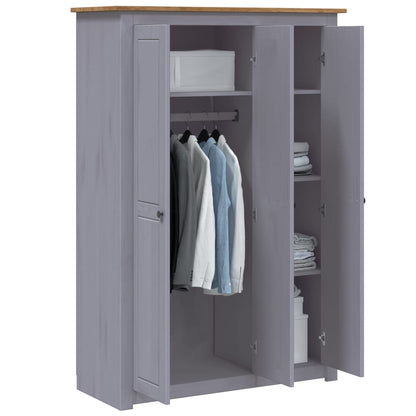 Kleiderschrank 3-Türig Grau 118×50×171,5 cm Kiefer Panama Serie - Pazzar.ch