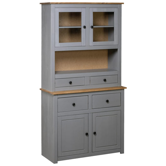 Highboard Grau 93x40,5x180 cm Kiefernholz Panama - Pazzar.ch