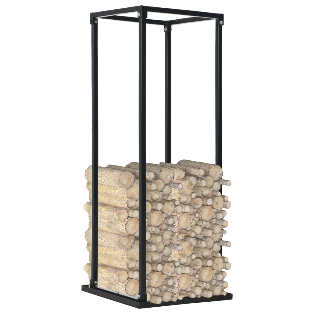 Brennholzregal mit Boden Schwarz 37 x 37 x 113 cm Stahl - Pazzar.ch