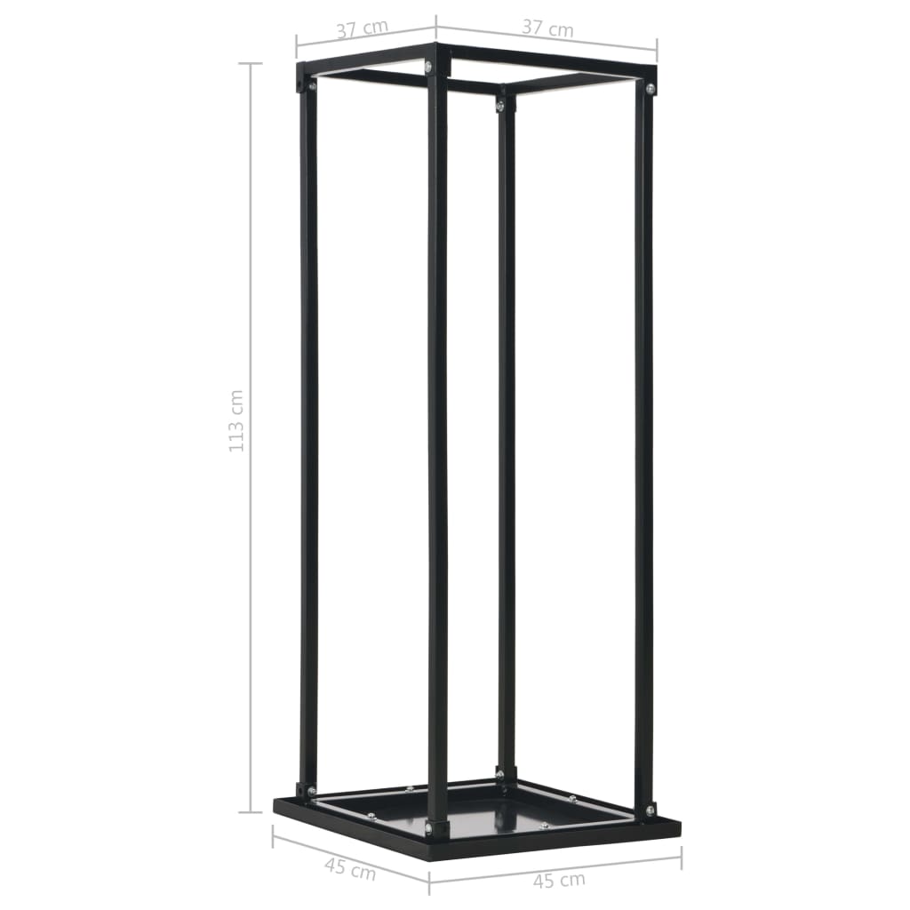 Brennholzregal mit Boden Schwarz 37 x 37 x 113 cm Stahl - Pazzar.ch