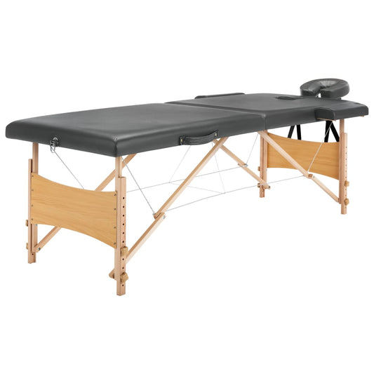 Massagetisch mit 2 Zonen Holzrahmen Anthrazit 186×68 cm - Pazzar.ch