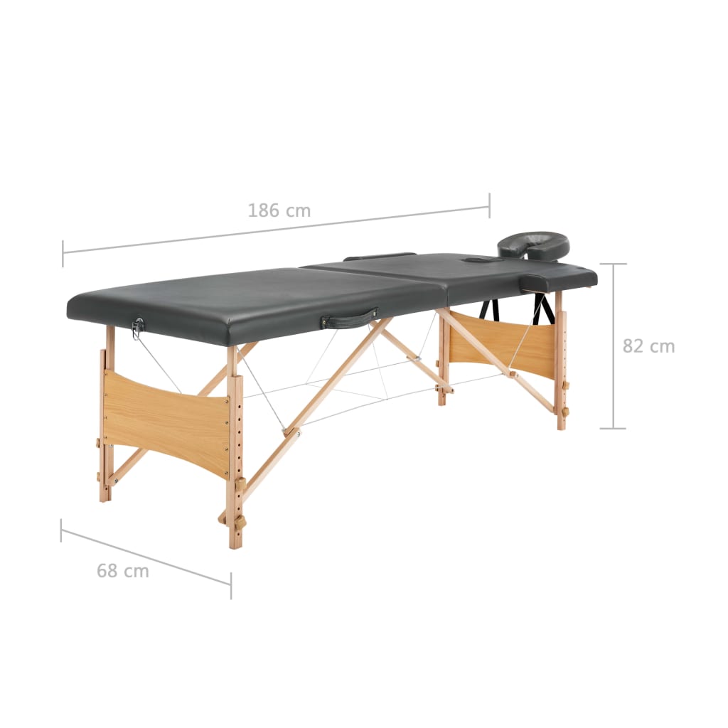 Massagetisch mit 2 Zonen Holzrahmen Anthrazit 186×68 cm - Pazzar.ch