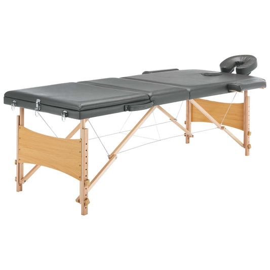 Massageliege 3-Zonen Holzgestell Anthrazit 186x68 cm - Pazzar.ch