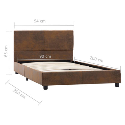 Bettgestell Braun Wildleder-Optik 90x200 cm - Pazzar.ch