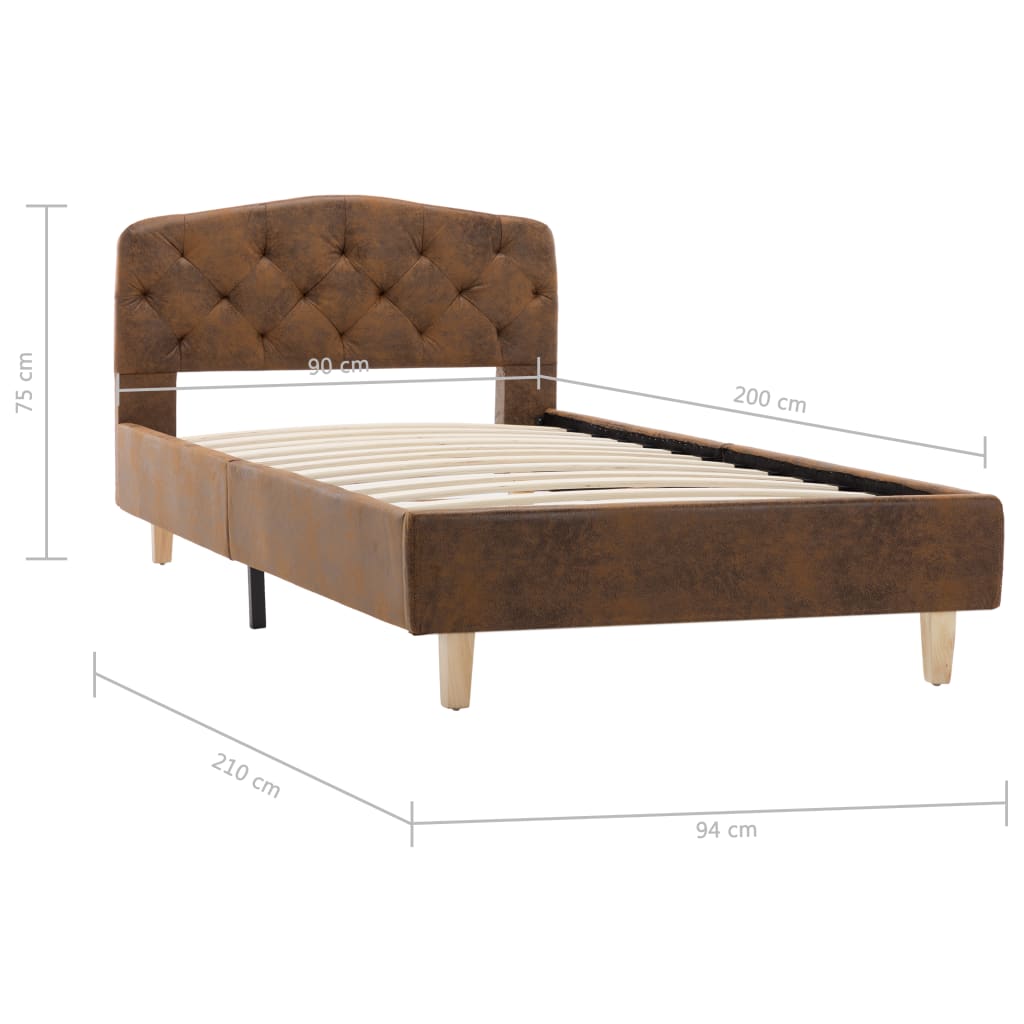 Bettgestell Braun Wildleder-Optik 90x200 cm - Pazzar.ch