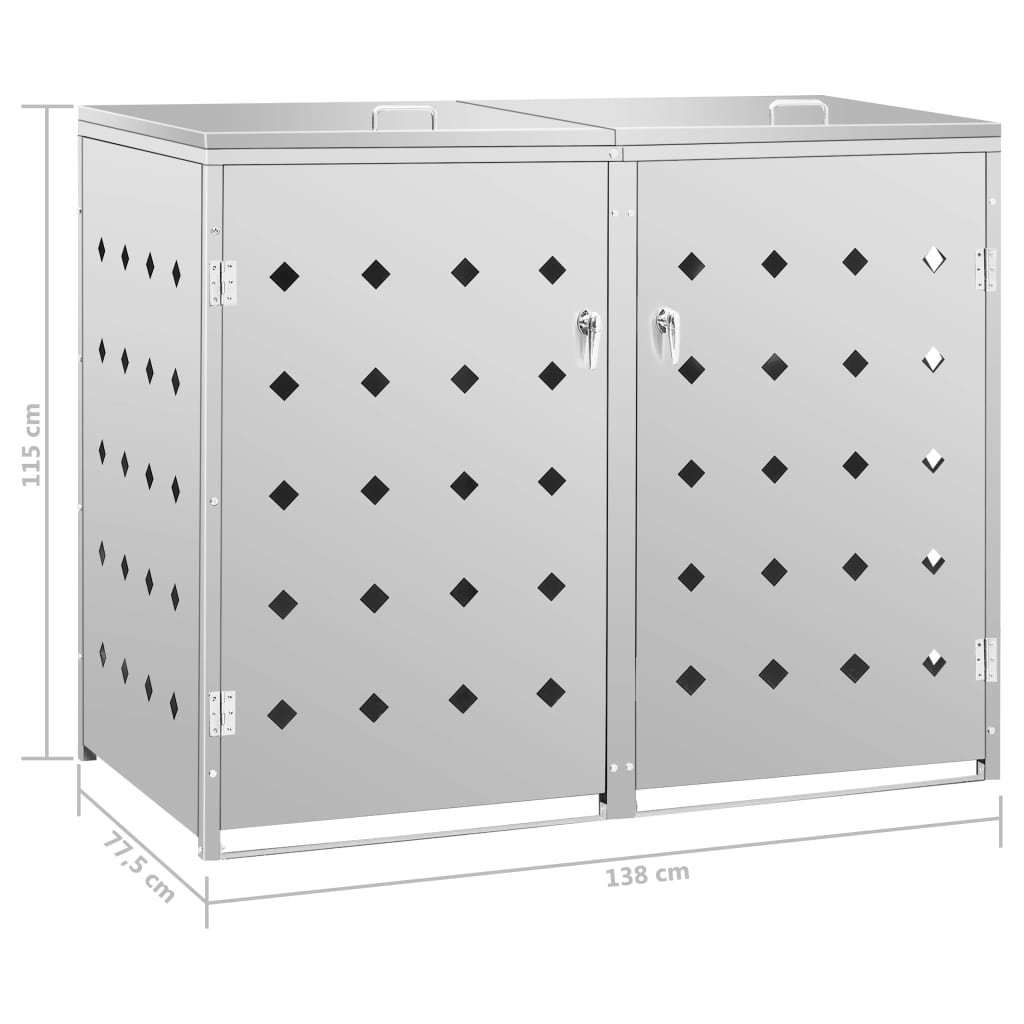 Mülltonnenbox für 2 Tonnen 240 L Edelstahl - Pazzar.ch
