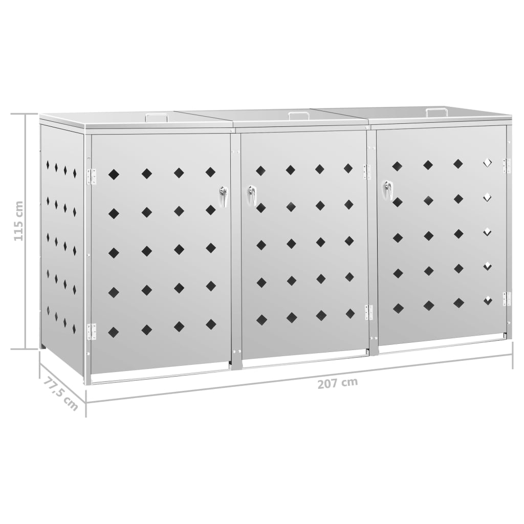 Mülltonnenbox für 3 Tonnen 240 L Edelstahl - Pazzar.ch