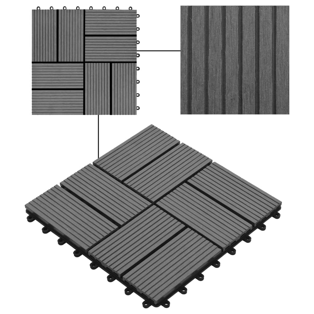 22 Stk. Terrassenfliesen 30 x 30 cm 2 qm WPC Grau - Pazzar.ch