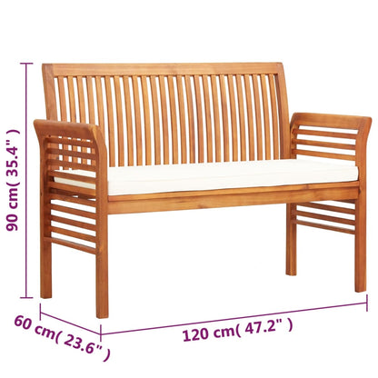 2-Sitzer Gartenbank mit Kissen 120 cm Massivholz Akazie - Pazzar.ch