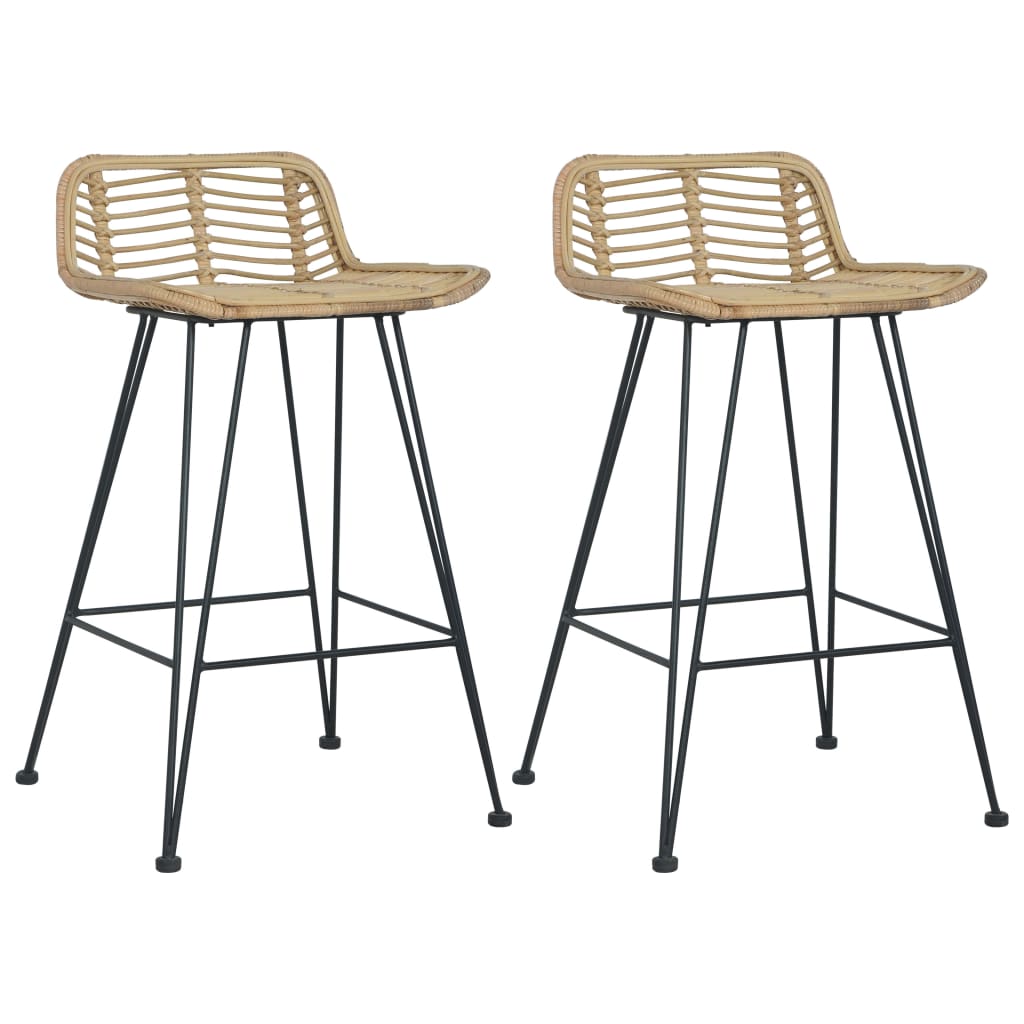 Barhocker 2 Stk. Rattan Natur - Pazzar.ch