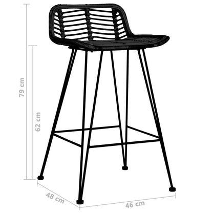 Barhocker 2 Stk. Schwarz Rattan - Pazzar.ch