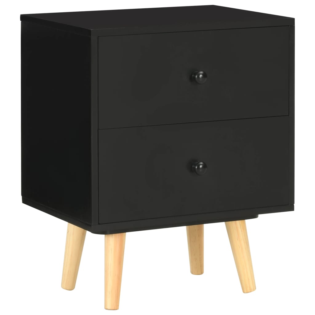 Nachttische 2 Stk. Schwarz 40 x 30 x 50 cm Kiefer Massivholz - Pazzar.ch