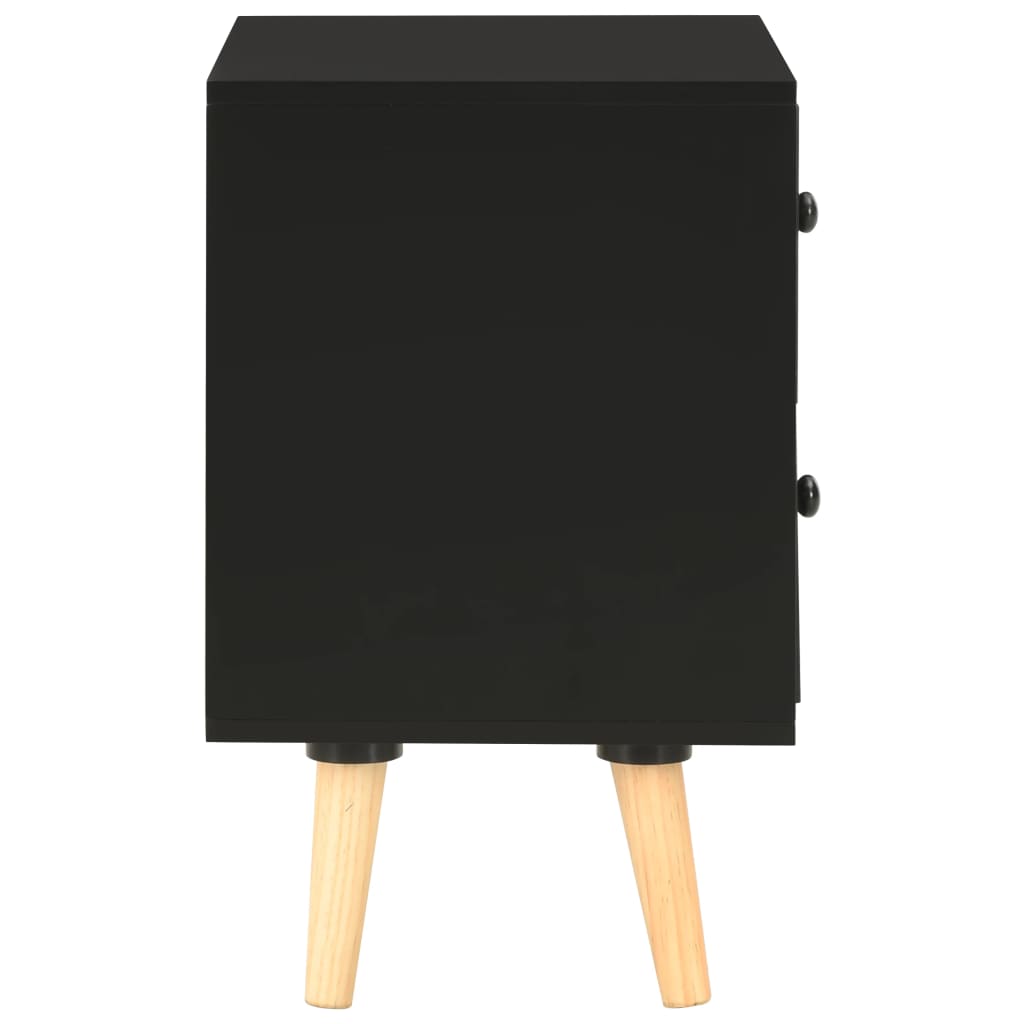 Nachttische 2 Stk. Schwarz 40 x 30 x 50 cm Kiefer Massivholz