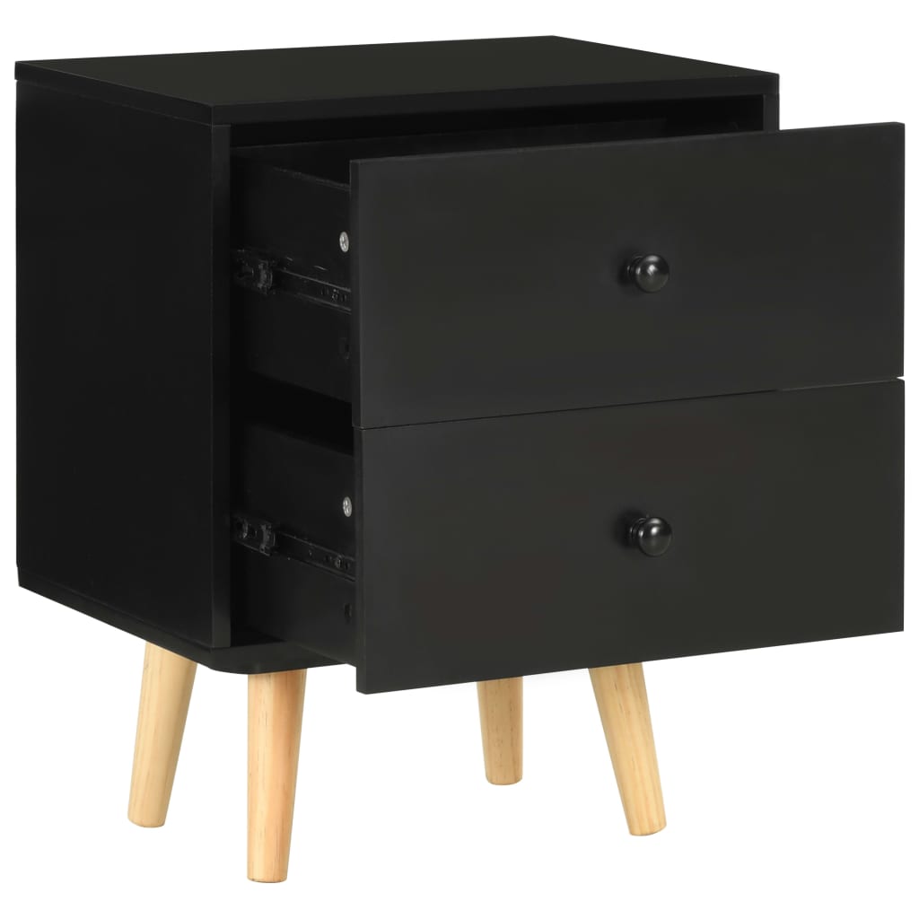 Nachttische 2 Stk. Schwarz 40 x 30 x 50 cm Kiefer Massivholz - Pazzar.ch
