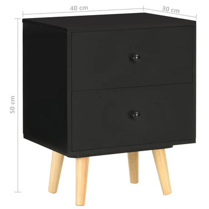 Nachttische 2 Stk. Schwarz 40 x 30 x 50 cm Kiefer Massivholz - Pazzar.ch