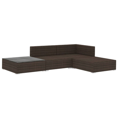 4-tlg. Garten-Lounge-Set mit Auflagen Poly Rattan Braun - Pazzar.ch
