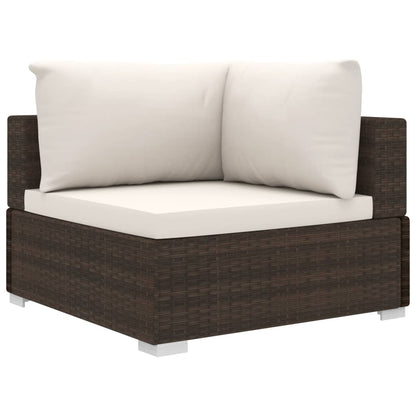 4-tlg. Garten-Lounge-Set mit Auflagen Poly Rattan Braun - Pazzar.ch