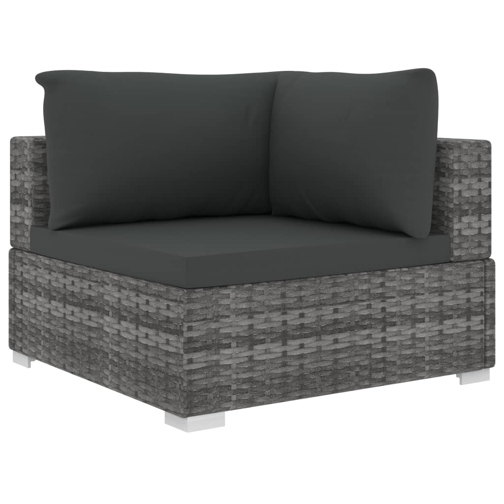 5-tlg. Garten-Lounge-Set mit Auflagen Poly Rattan Grau - Pazzar.ch
