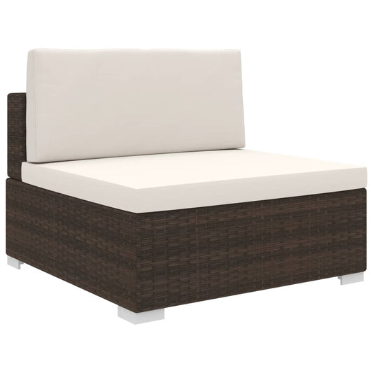 Modular-Sofa-Mittelteil 1 Stk. + Auflagen Poly Rattan Braun - Pazzar.ch