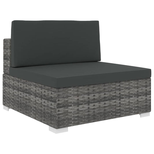 Modular-Sofa-Mittelteil 1 Stk. + Auflagen Poly Rattan Grau - Pazzar.ch