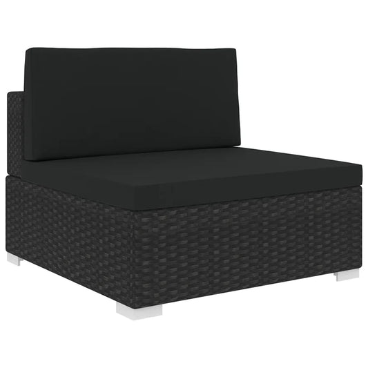 Modular-Sofa-Mittelteil 1 Stk. + Auflagen Poly Rattan Schwarz - Pazzar.ch