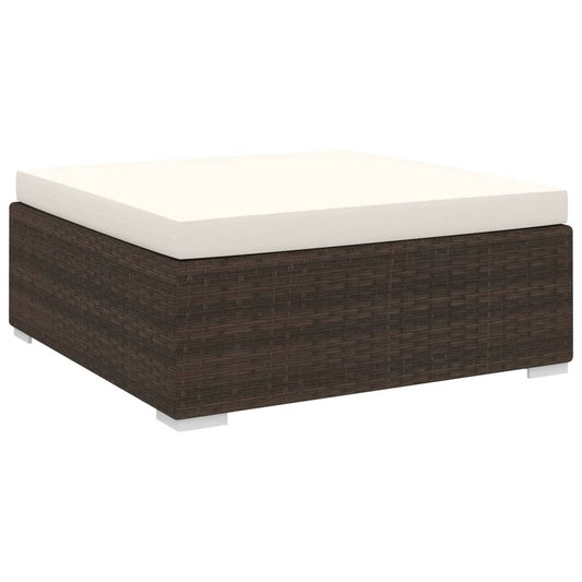 Modular-Fußhocker 1 Stk. + Auflagen Poly Rattan Braun - Pazzar.ch