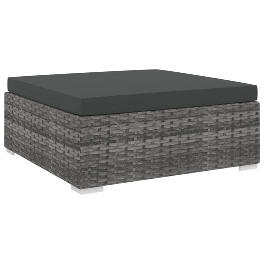 Modular-Fußhocker 1 Stk. + Auflagen Poly Rattan Grau - Pazzar.ch
