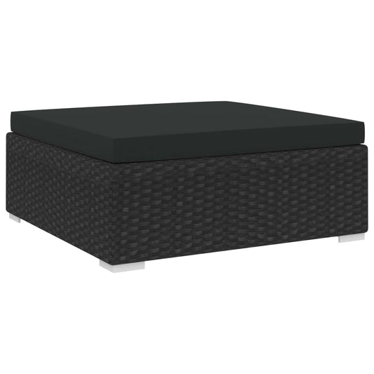 Modular-Fußhocker 1 Stk. + Auflagen Poly Rattan Schwarz - Pazzar.ch