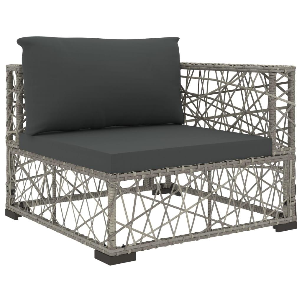 5-tlg. Garten-Lounge-Set mit Auflagen Poly Rattan Grau - Pazzar.ch