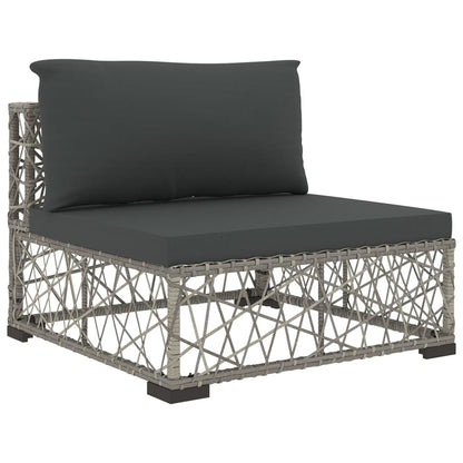 5-tlg. Garten-Lounge-Set mit Auflagen Poly Rattan Grau - Pazzar.ch
