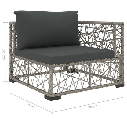 5-tlg. Garten-Lounge-Set mit Auflagen Poly Rattan Grau - Pazzar.ch